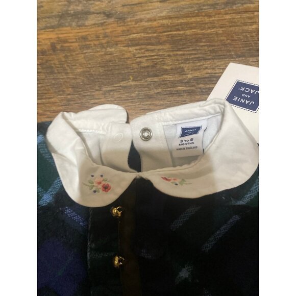 NWT Janie and Jack Navy Blue & Green Wool Plaid Dress Woodland Weekend Dress - Picture 3 of 3